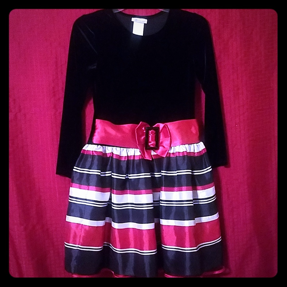 Winter, black, red and white little girl's dress
